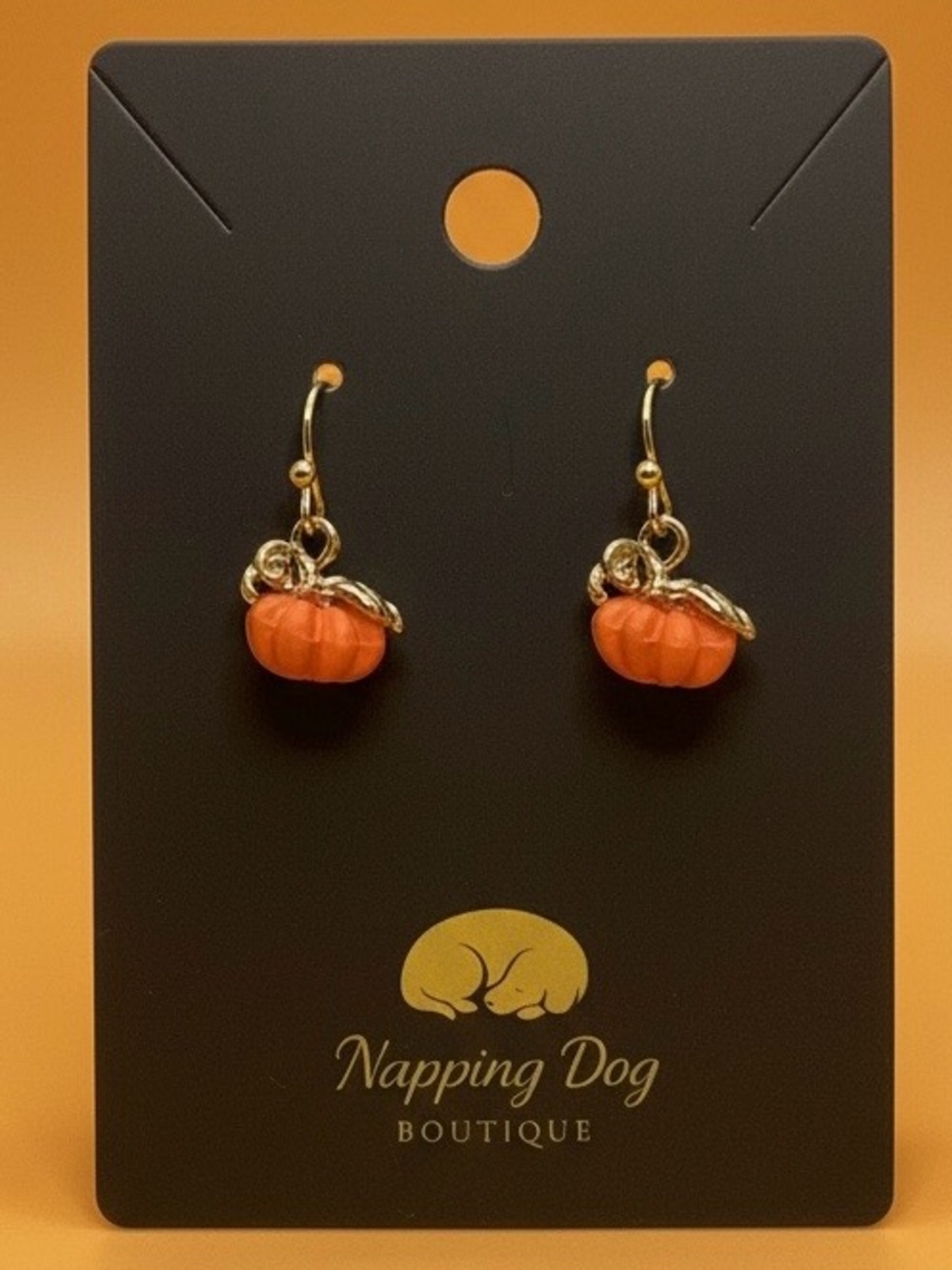Orange Ceramic Pumpkin Dangle Earrings – Gold-Tone Fall Earrings